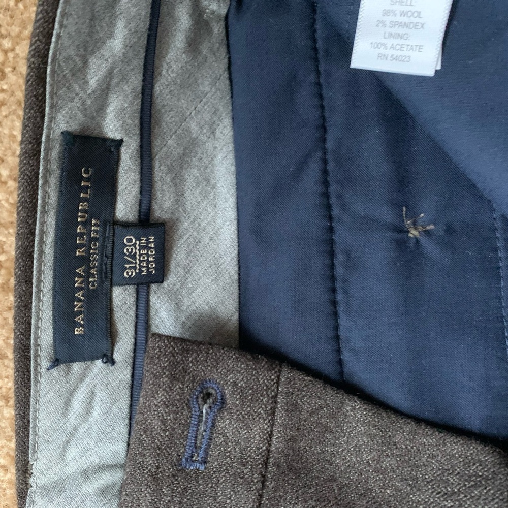 Wool dress pants, acetate lined to knee